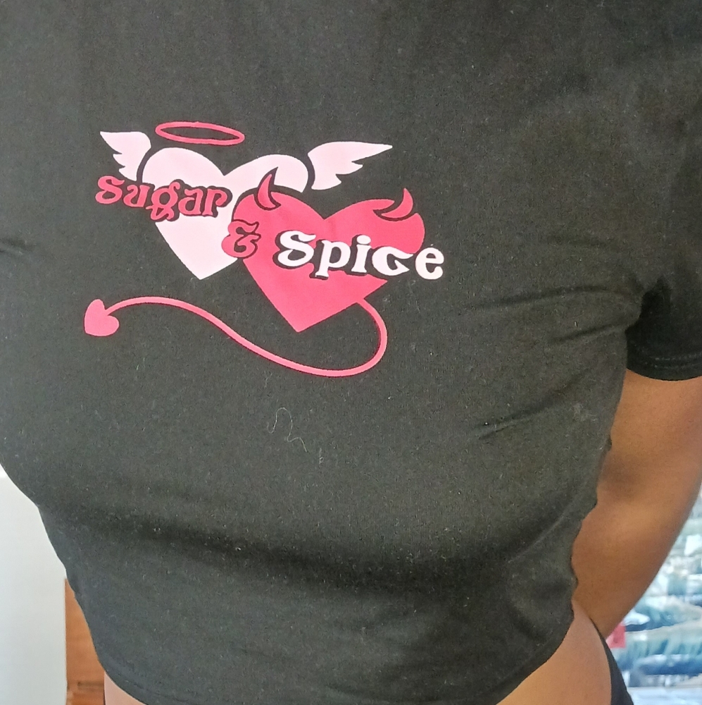 Sugar and Spice Black crop top tee
